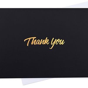 NEW 100 Black Gold Foil Embossed Thank You Cards